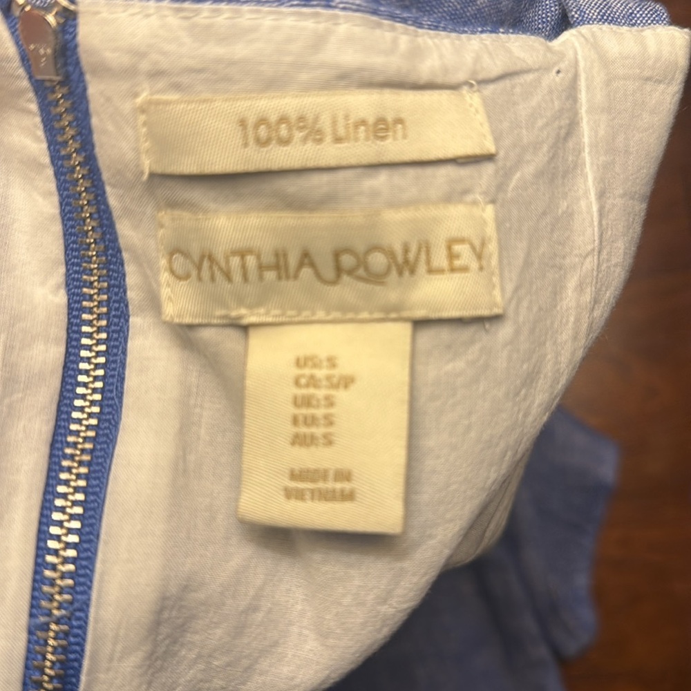 Cynthia Rowley blue linen dress, size Small - Picture 6 of 6